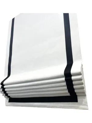 100% Natural Linen Flat Roman Shade with boarder Black Trim/CL1010