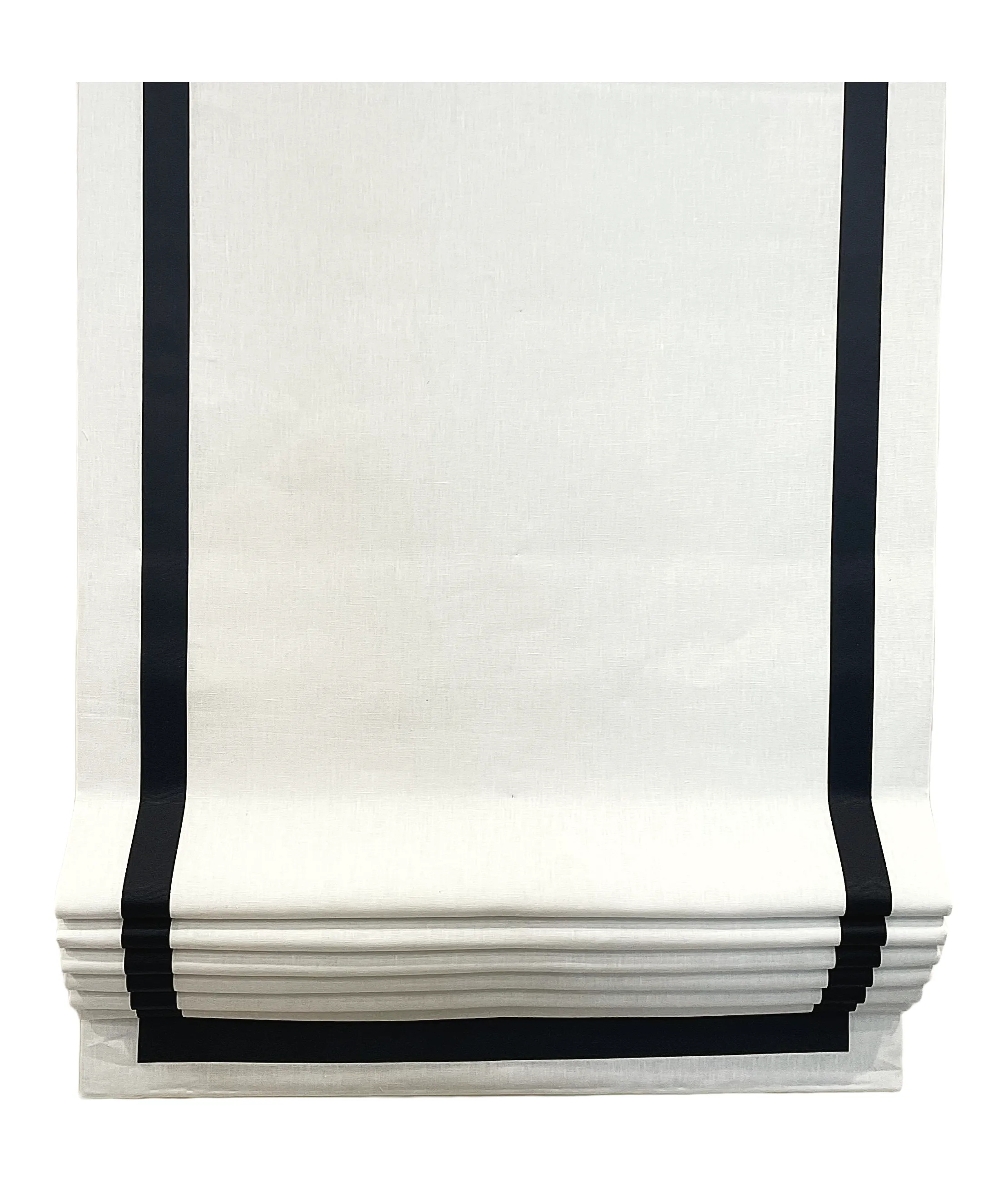 100% Natural Linen Flat Roman Shade with boarder Black Trim/CL1010