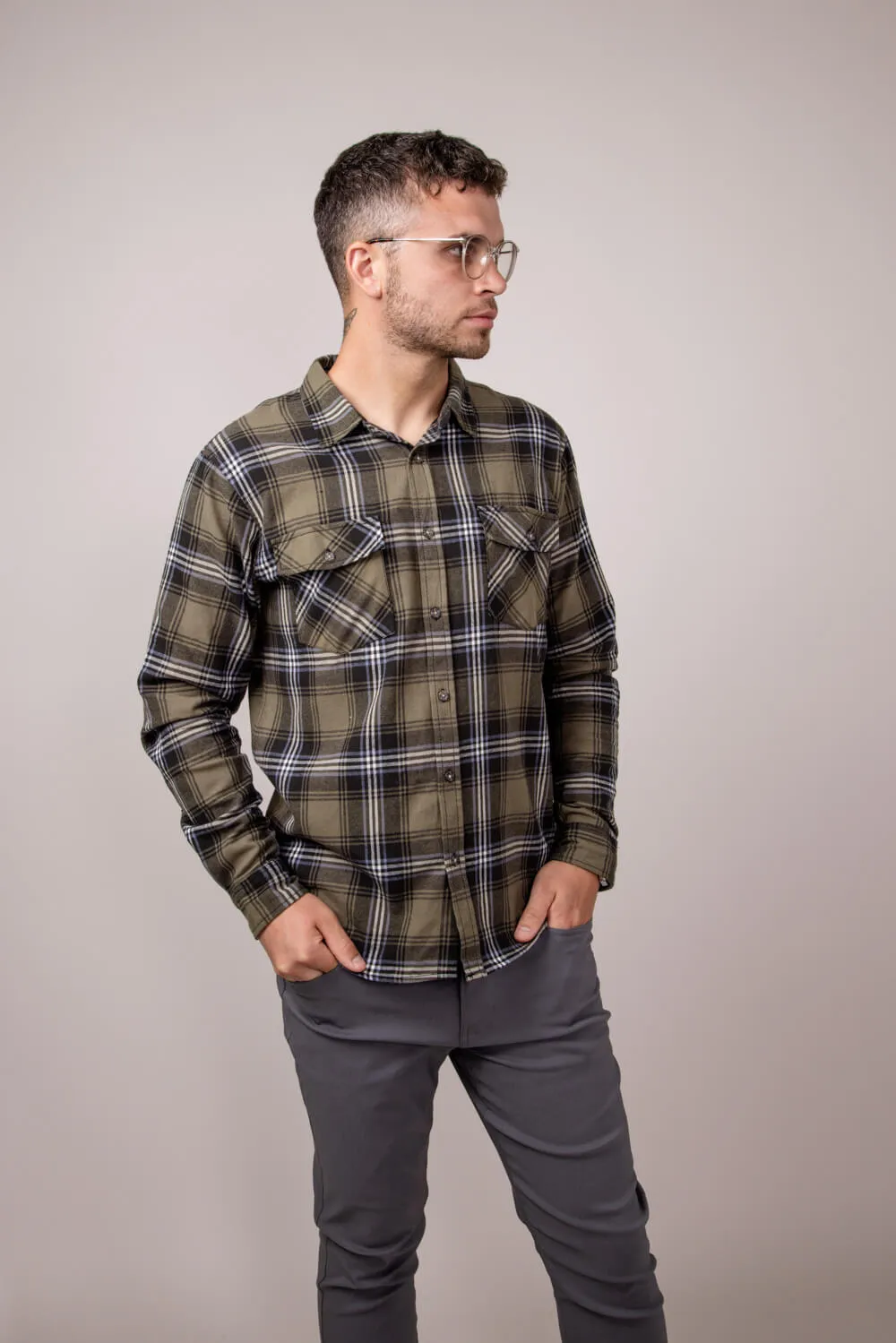 1897 Original Plaid Flannel Shirt for Men in Olive | 6PW5643M-OLIVE