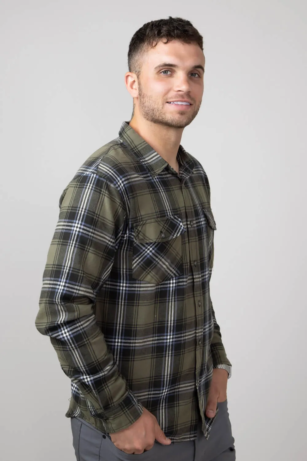 1897 Original Plaid Flannel Shirt for Men in Olive | 6PW5643M-OLIVE