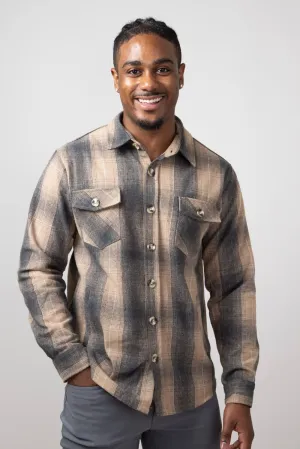 1897 Original Plaid Shirt Jacket for Men in Beige | 5PJ7445M-BEIGE