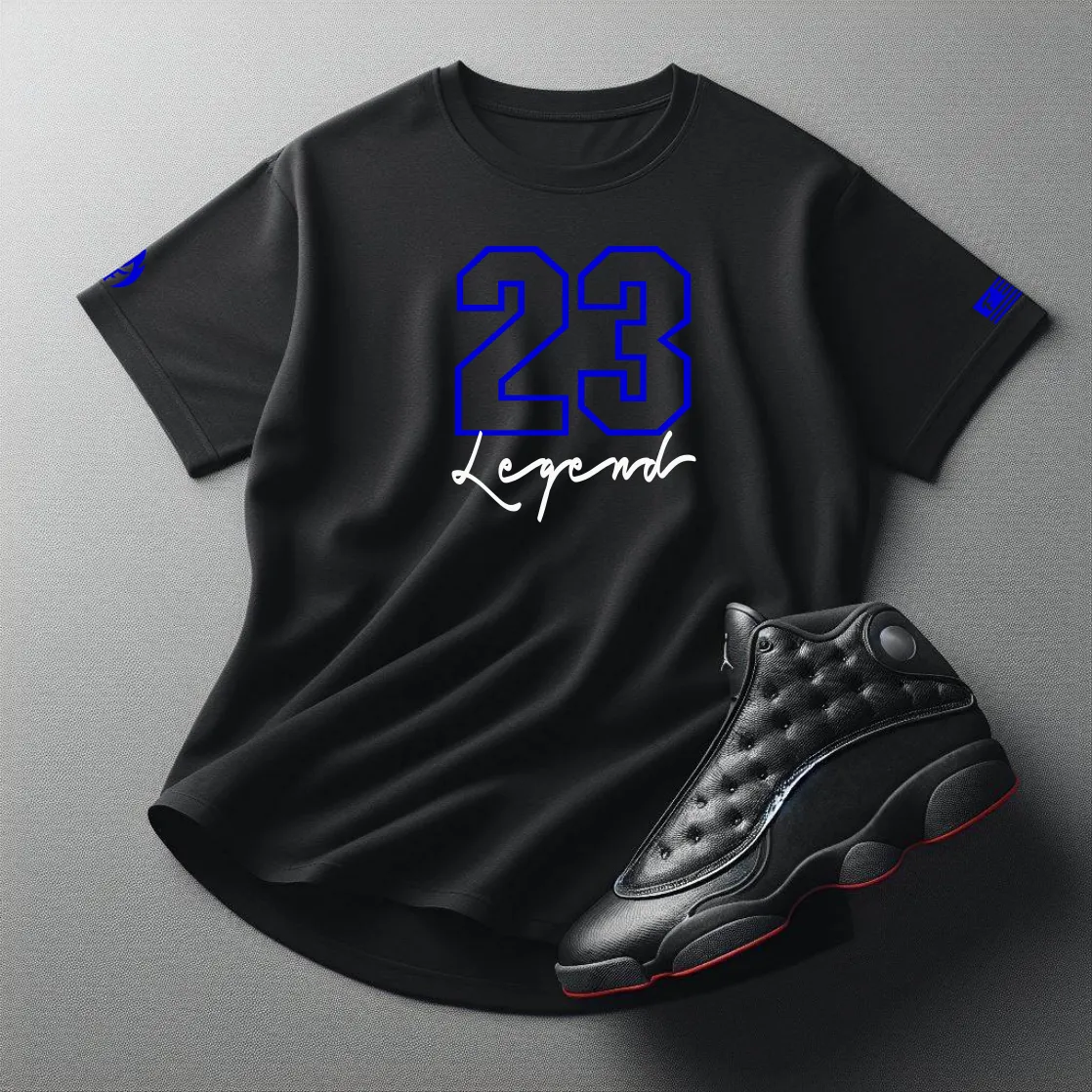 23 Legend Black Sneaker T-Shirt To Match Air Jordan Retro 13 Hyper Royal Men's Tee Fire!🔥