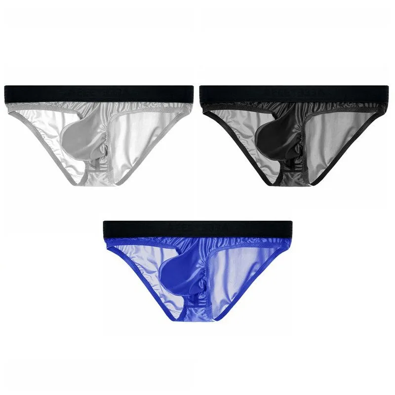 3-Pack Men's Satin-Finish Ice Silk Low-Rise Briefs - JEWYEE AY 875