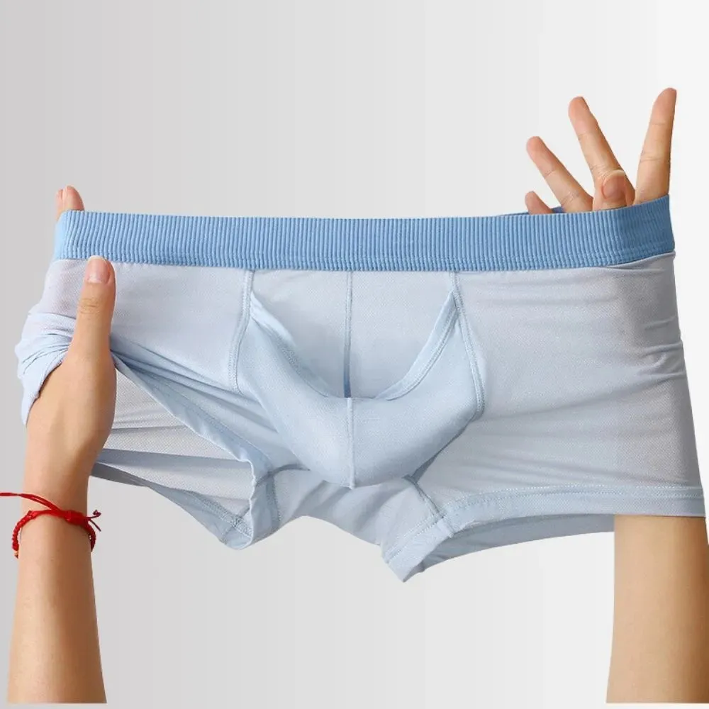 4-Pack Upward Dual Pouch Elephant's Trunk Mesh Ice Silk Trunks for Men JEWYEE FL 2305