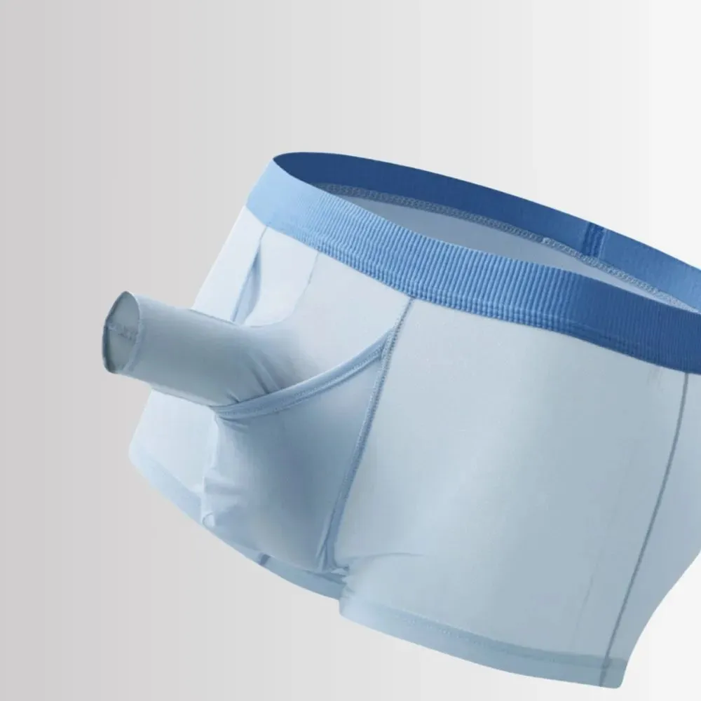 4-Pack Upward Dual Pouch Elephant's Trunk Mesh Ice Silk Trunks for Men JEWYEE FL 2305