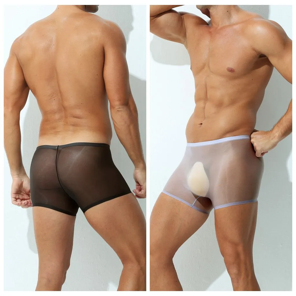 (5 pack)3D Seamless Pouch - Men's See-through Ultra Thin Ice Silk Trunks  - JEWYEE 832
