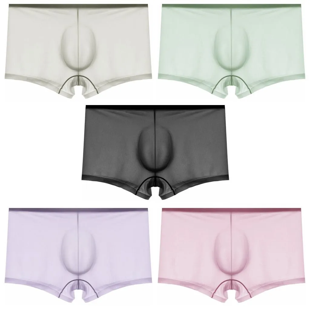 (5 pack)3D Seamless Pouch - Men's See-through Ultra Thin Ice Silk Trunks  - JEWYEE 832