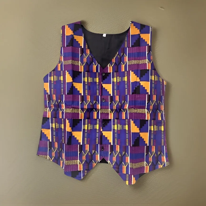 African Kente Print Vest Jacket