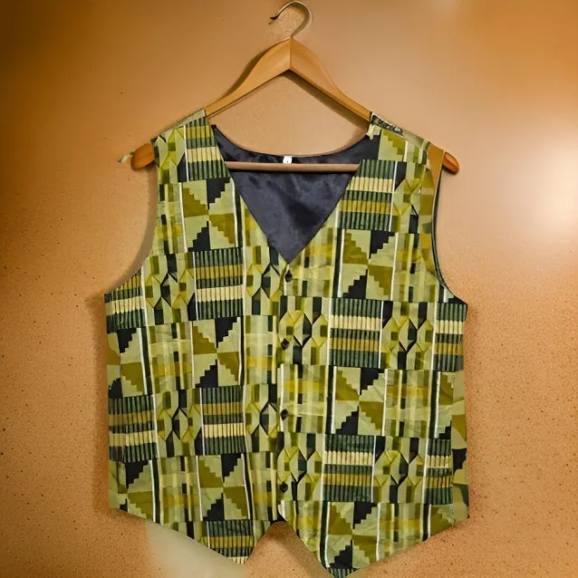 African Kente Print Vest Jacket