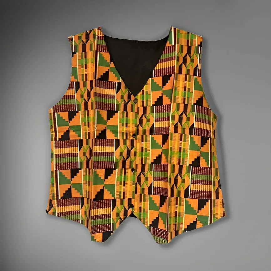 African Kente Print Vest Jacket