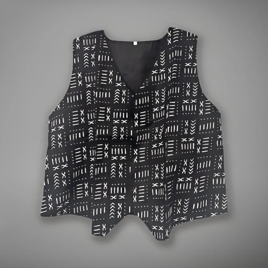 African Kente Print Vest Jacket