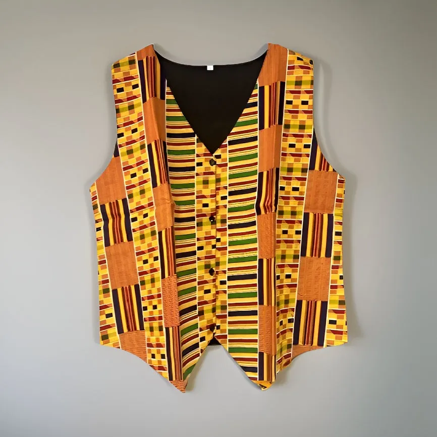 African Kente Print Vest Jacket