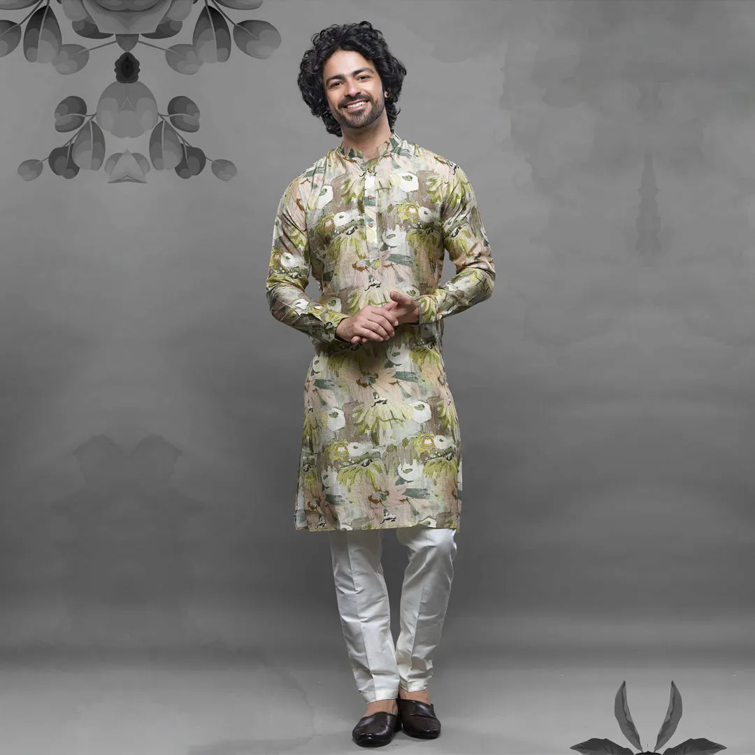 Antique  Olive Kurta for Men
