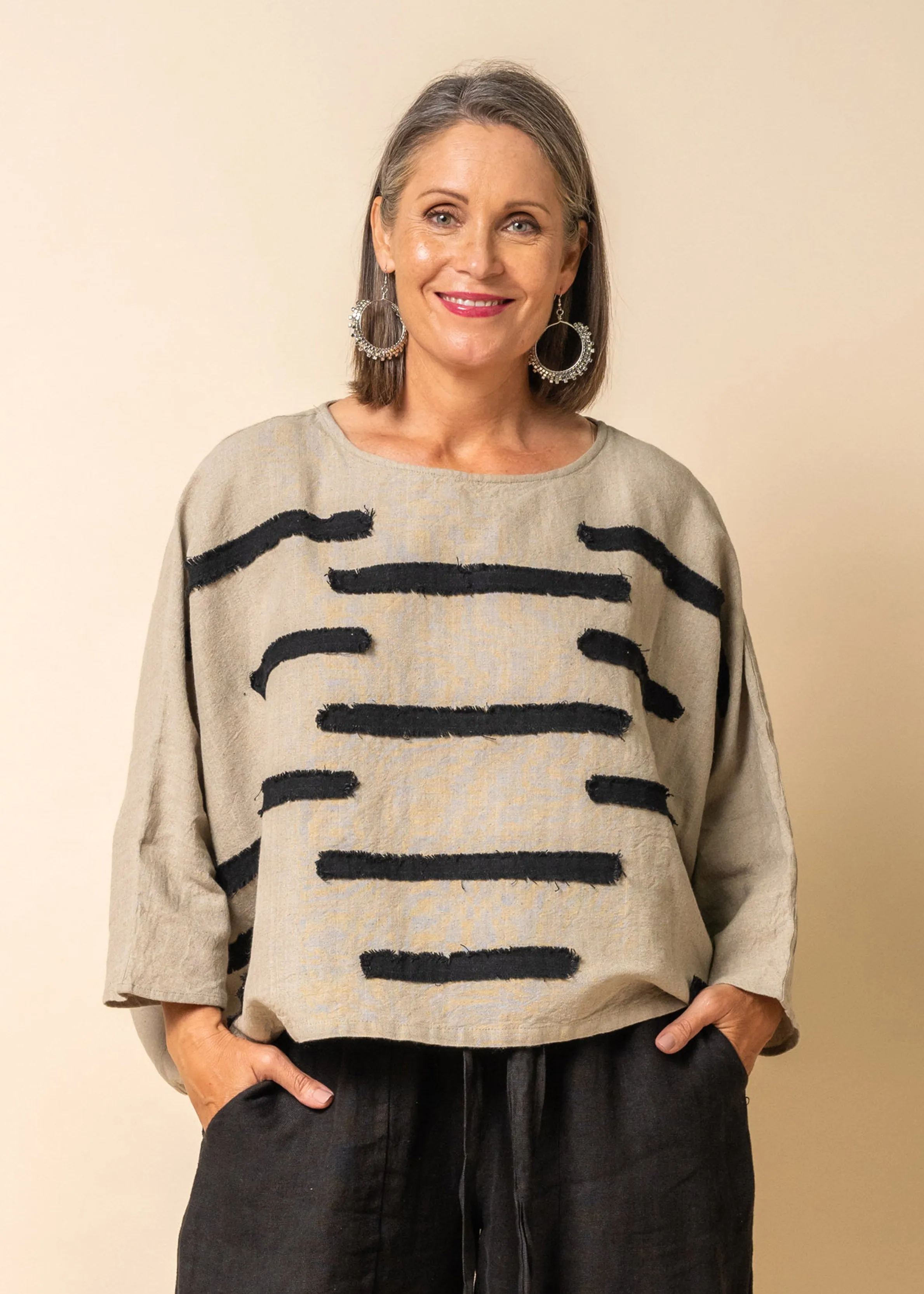 Archer Linen Top in Latte