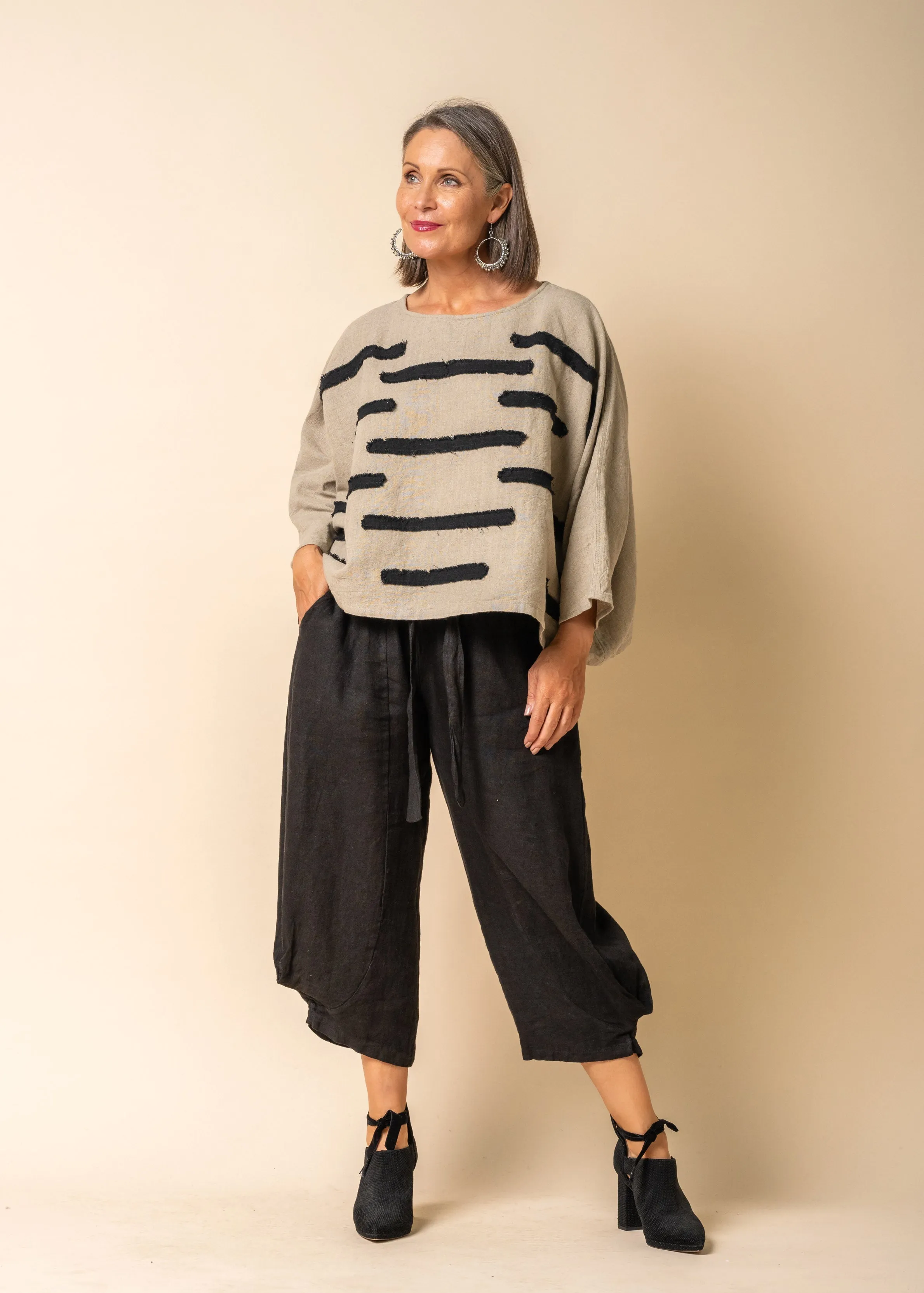 Archer Linen Top in Latte