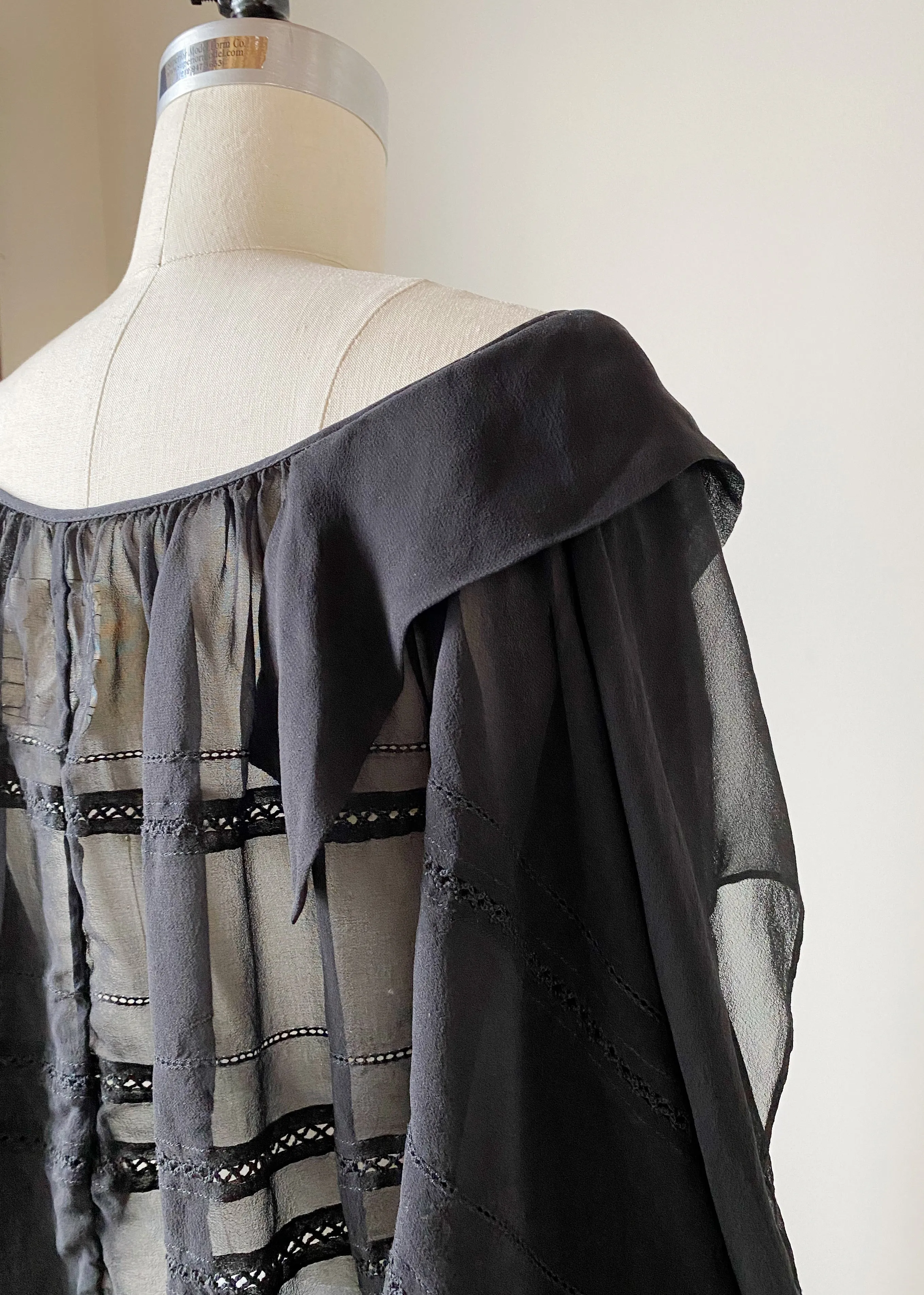 archive abstract vintage silk chiffon and lace cocoon top