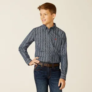 Ariat Rochard Blue Aztec Print Button-Down Shirt for Boys