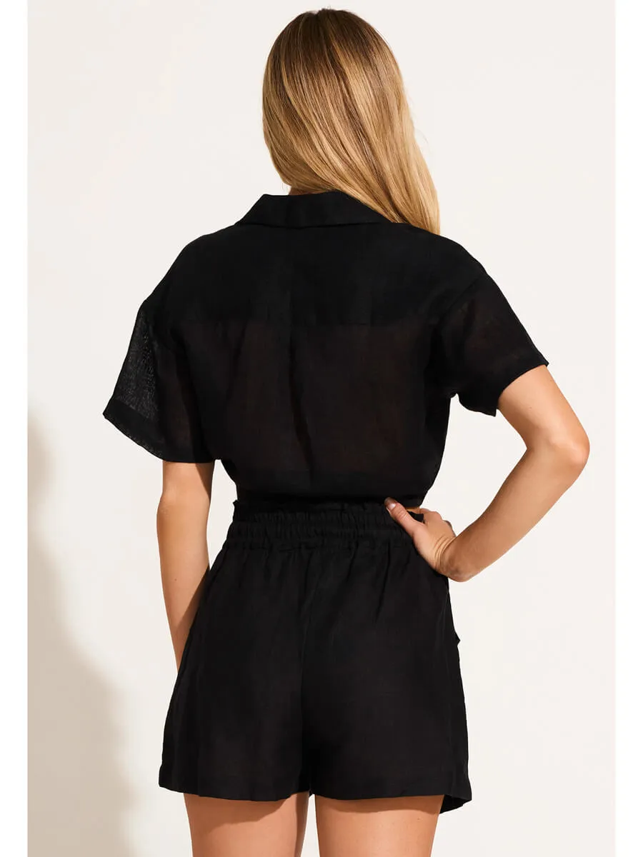 Avery Short in Black EcoLinen