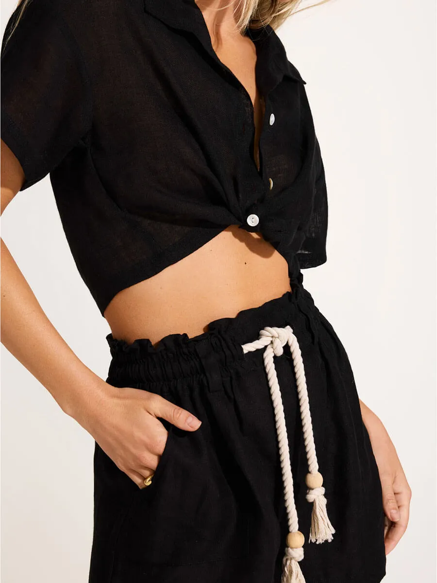 Avery Short in Black EcoLinen