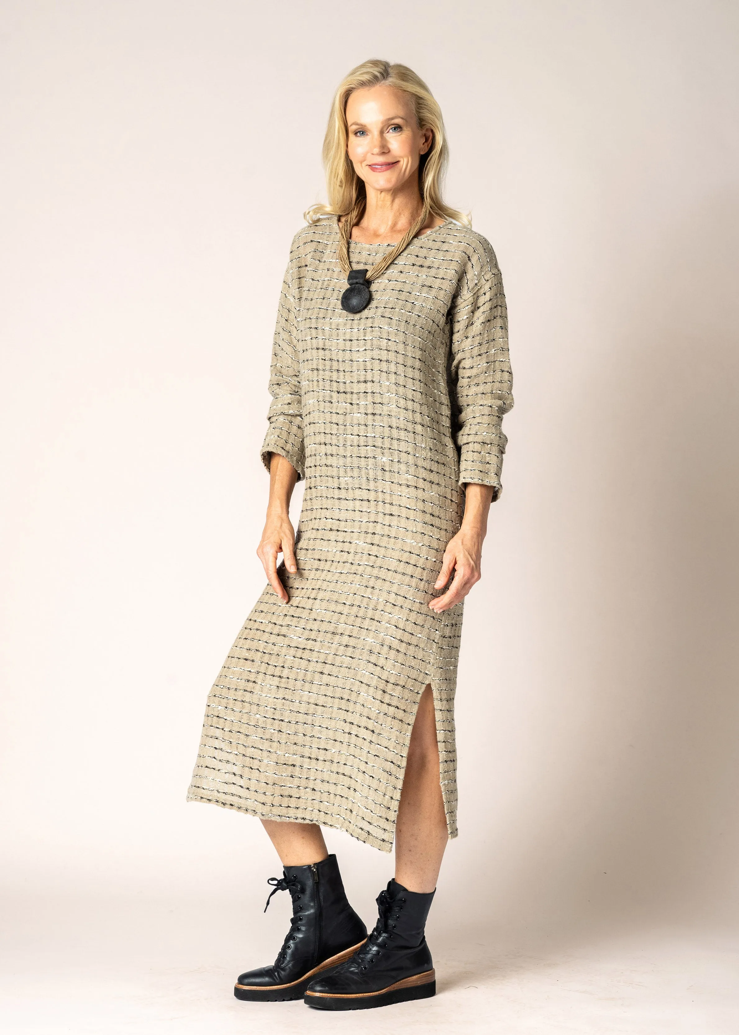 Azura Linen Dress in Latte