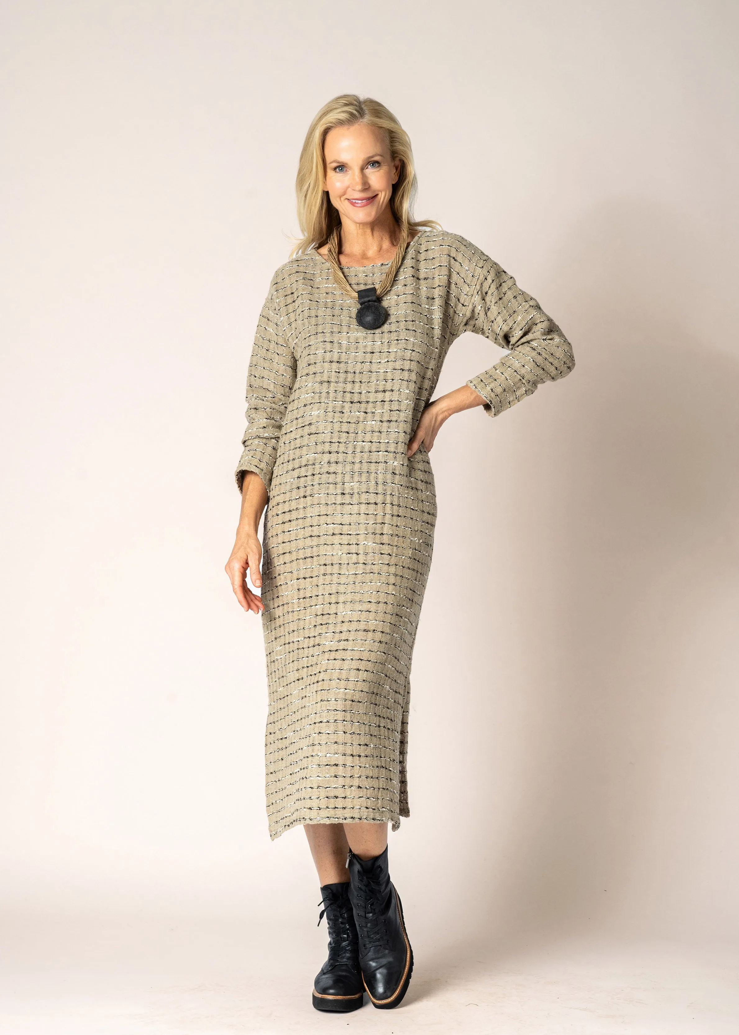 Azura Linen Dress in Latte