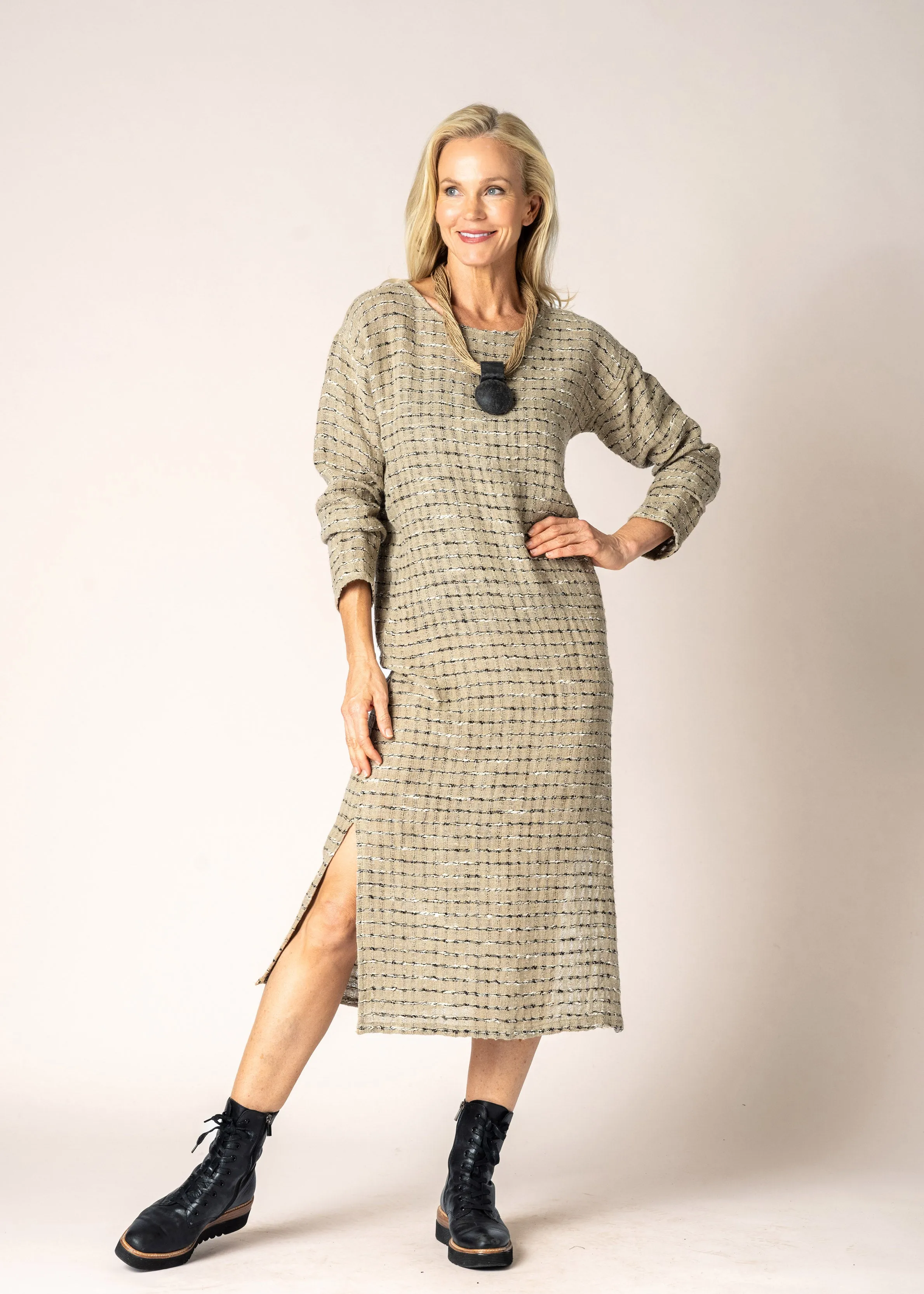 Azura Linen Dress in Latte