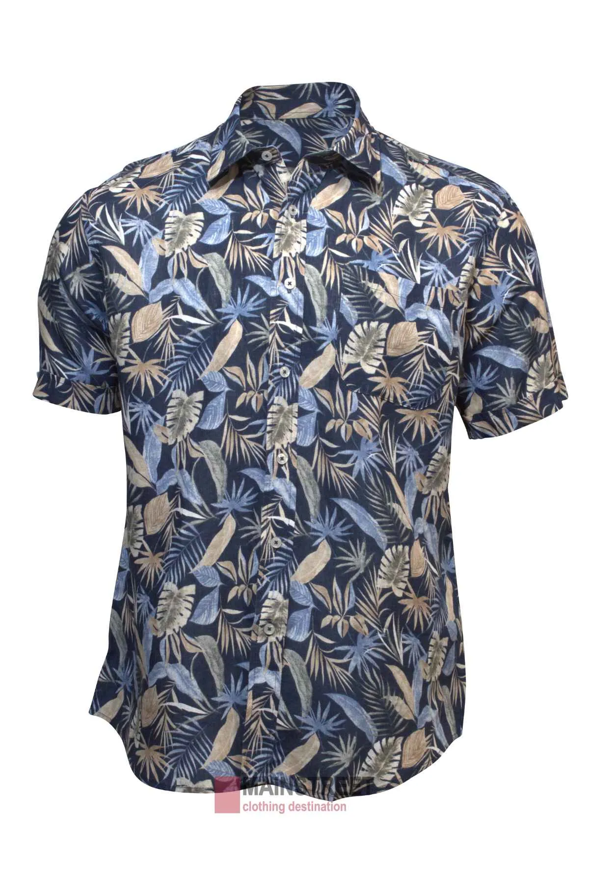 Back Bay Linen Print Short Sleeve Shirt