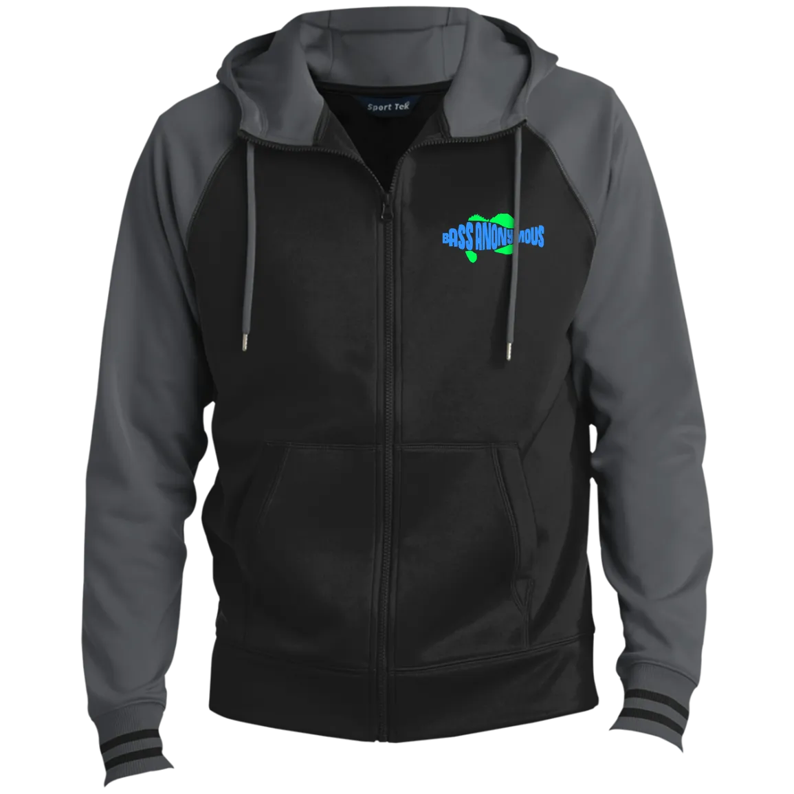 Bass Anonymous Men's Sport-Wick® Full-Zip Hooded Jacket w Blue/Kiwi Embroidered Swimlogo