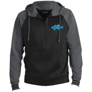 Bass Anonymous Men's Sport-Wick® Full-Zip Hooded Jacket w Blue/Kiwi Embroidered Swimlogo