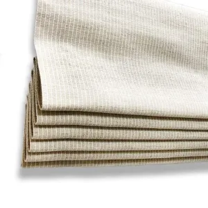 Beige ivory striped 100% Linen Casual Flat Roman Shade