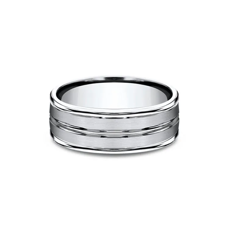 Benchmark Comfort-Fit Satin-Finished Cobalt 8mm Men's Wedding Band RECF58180CC