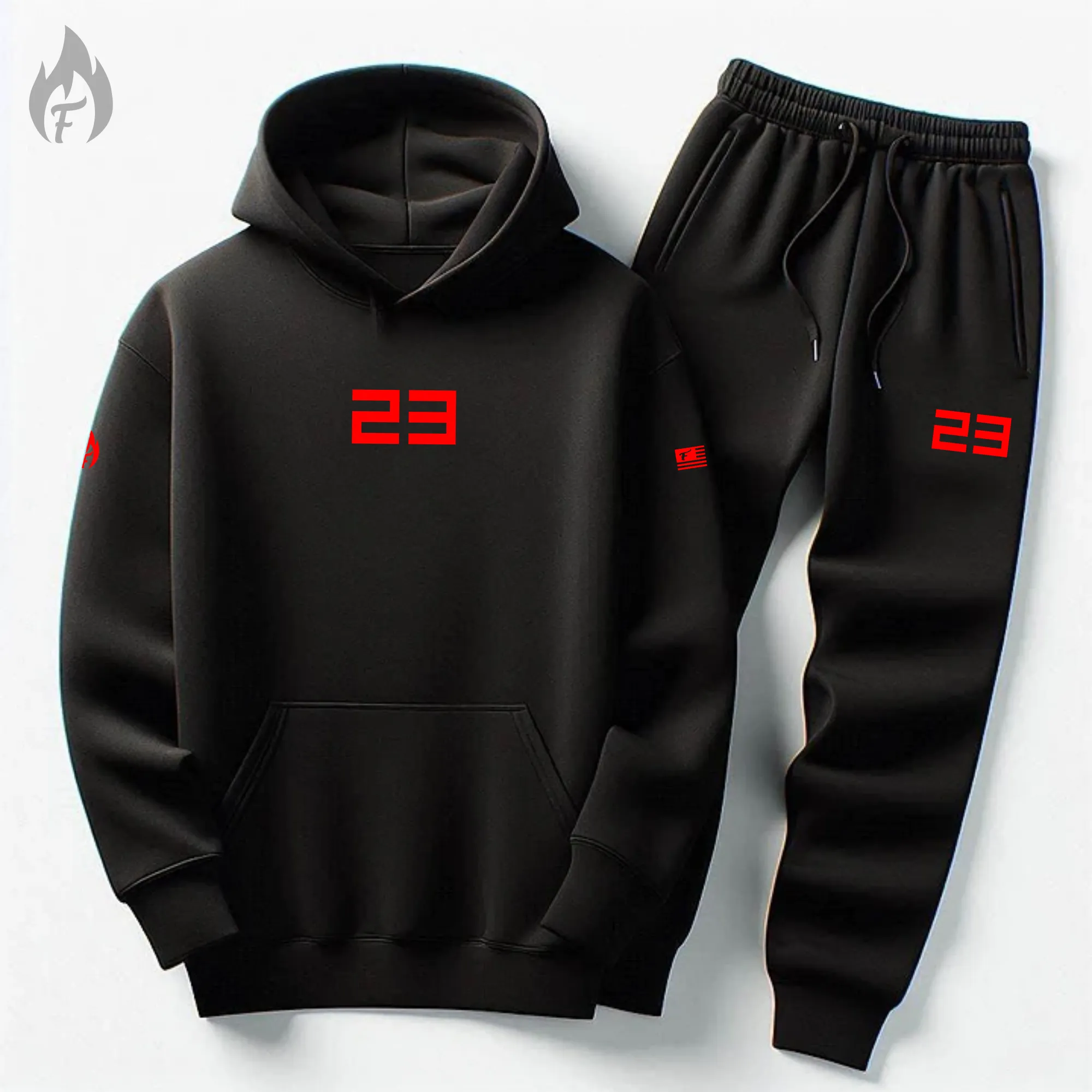 Black 23 Sneaker Sweatsuit To Match Jordan 1 Retro Bred Men's 23 Graphic Hoodie Joggers Set