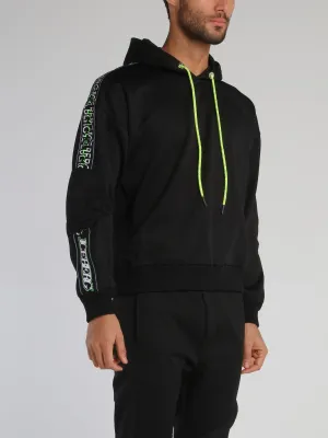 Black Logo Tape Drawstring Sweatshirt