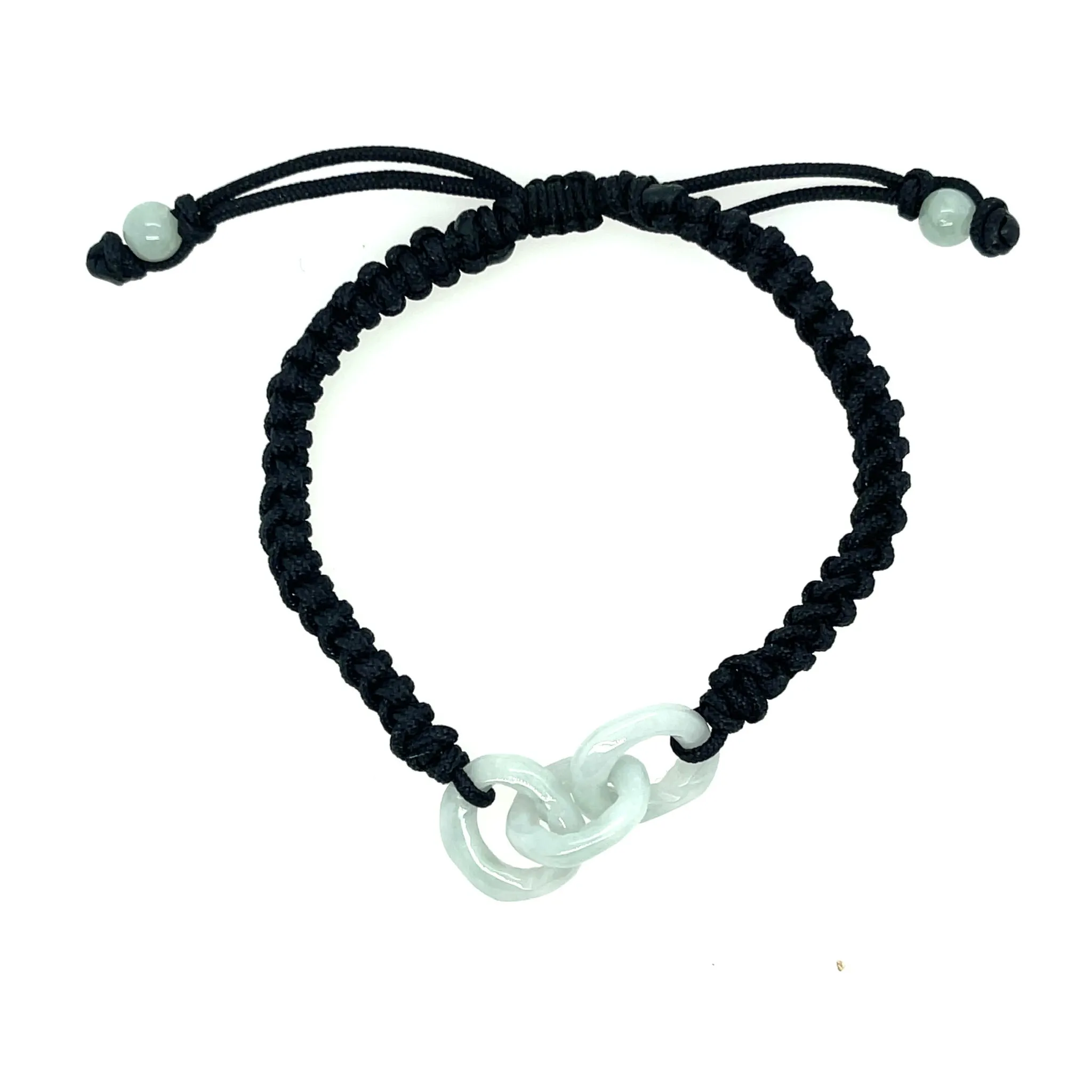 Burmese Jadeite Interlocking Men's Silk Bracelet