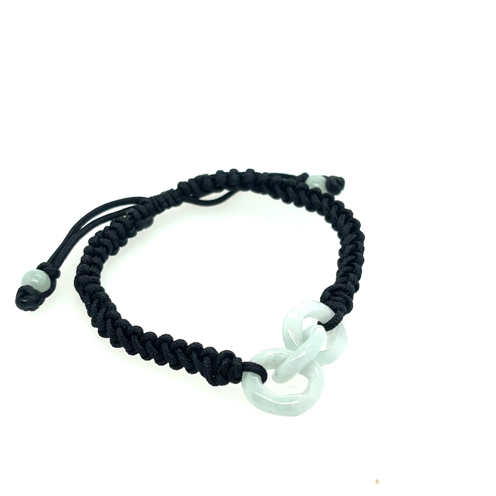 Burmese Jadeite Interlocking Men's Silk Bracelet