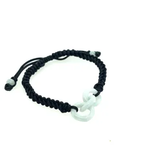 Burmese Jadeite Interlocking Men's Silk Bracelet