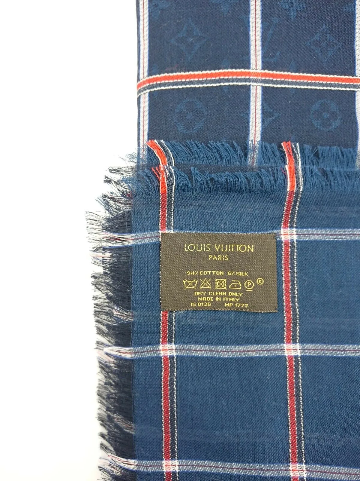Carre Check Marine Monogram Scarf