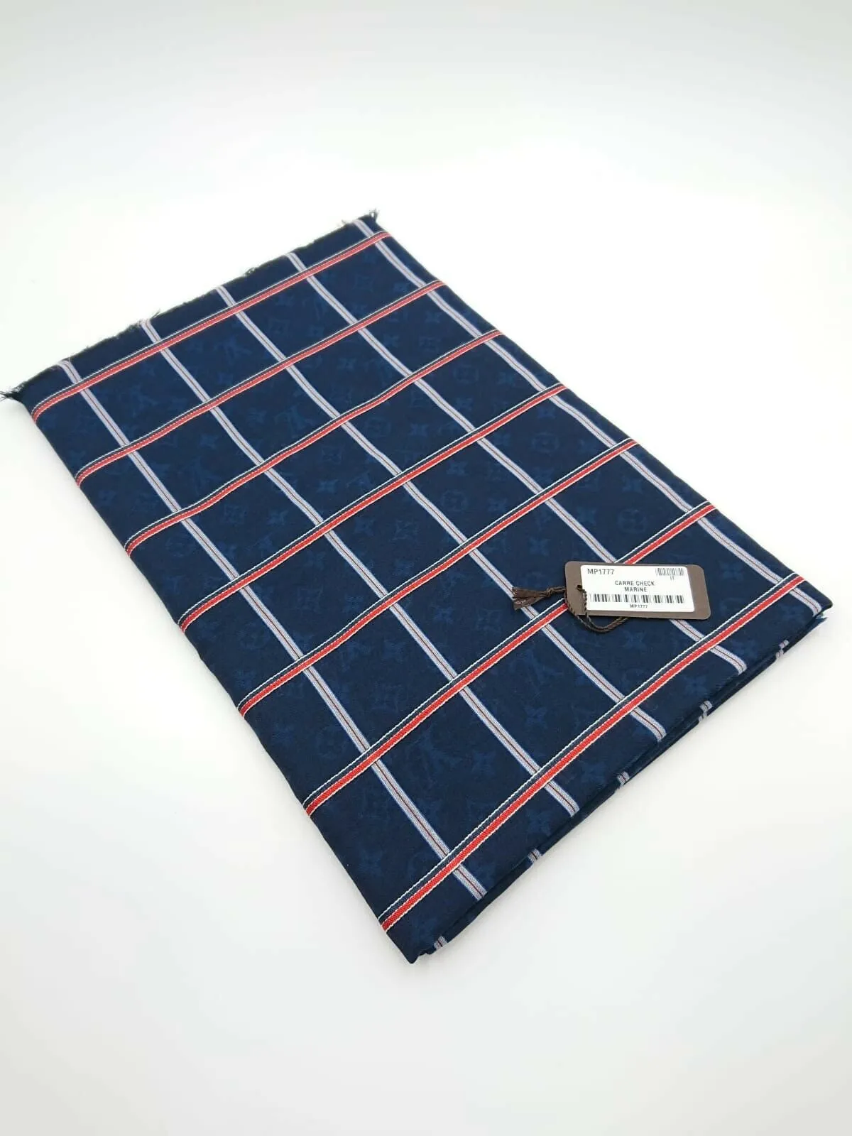 Carre Check Marine Monogram Scarf