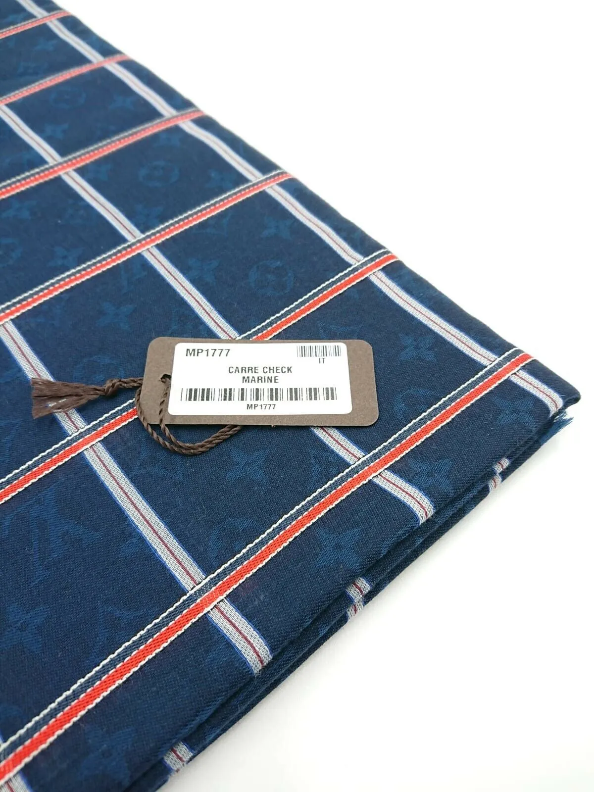 Carre Check Marine Monogram Scarf