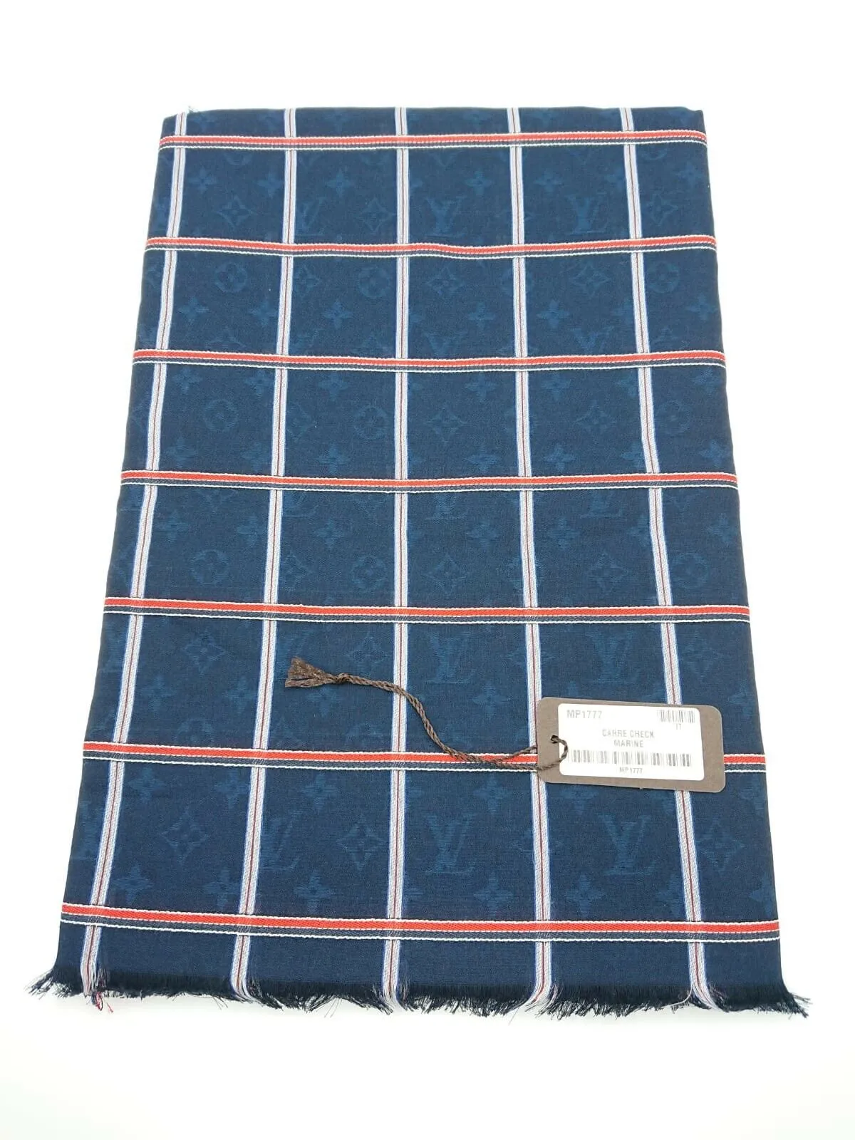 Carre Check Marine Monogram Scarf