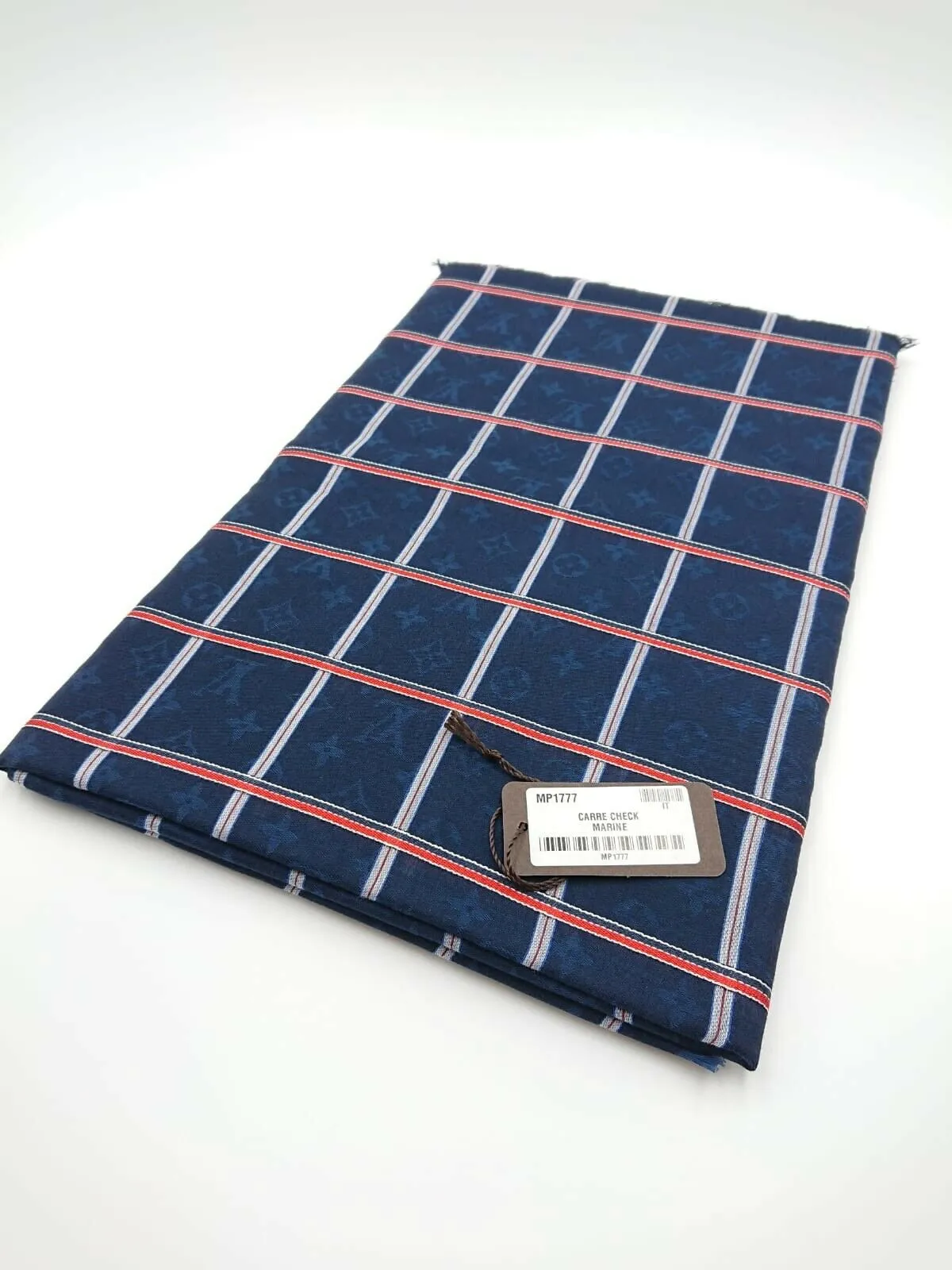 Carre Check Marine Monogram Scarf