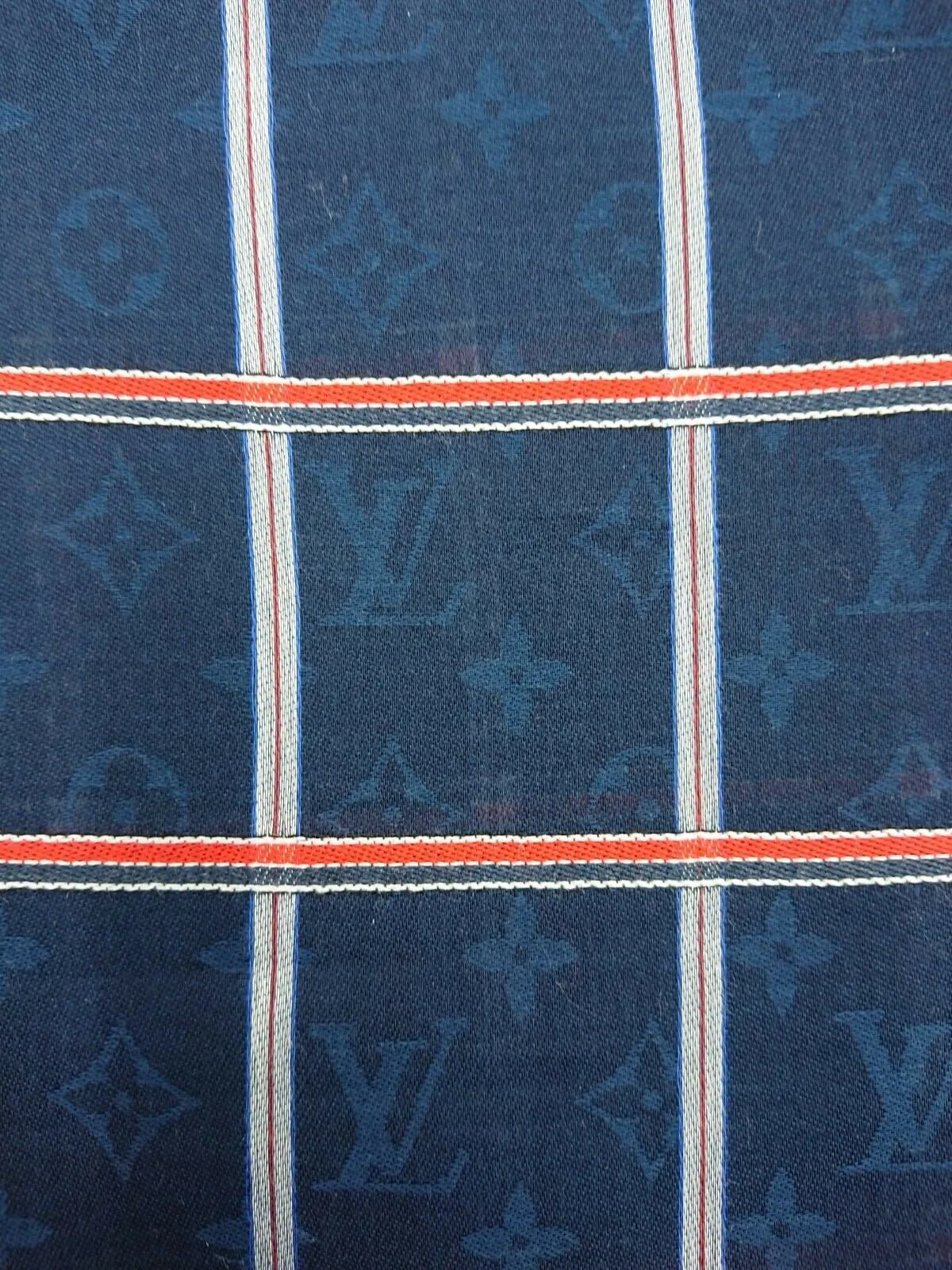 Carre Check Marine Monogram Scarf