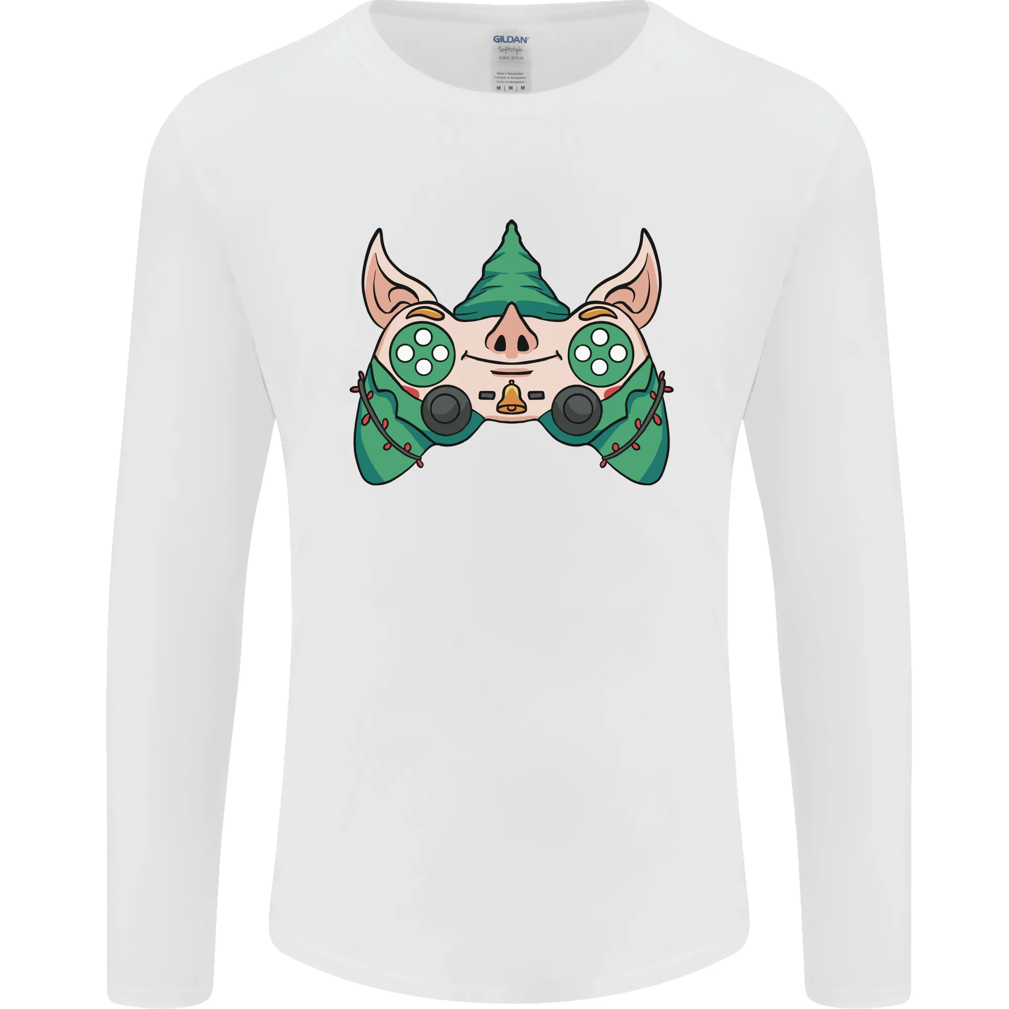 Christmas Elf Video Game Controller Joypad Xmas Mens Long Sleeve T-Shirt