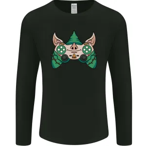 Christmas Elf Video Game Controller Joypad Xmas Mens Long Sleeve T-Shirt