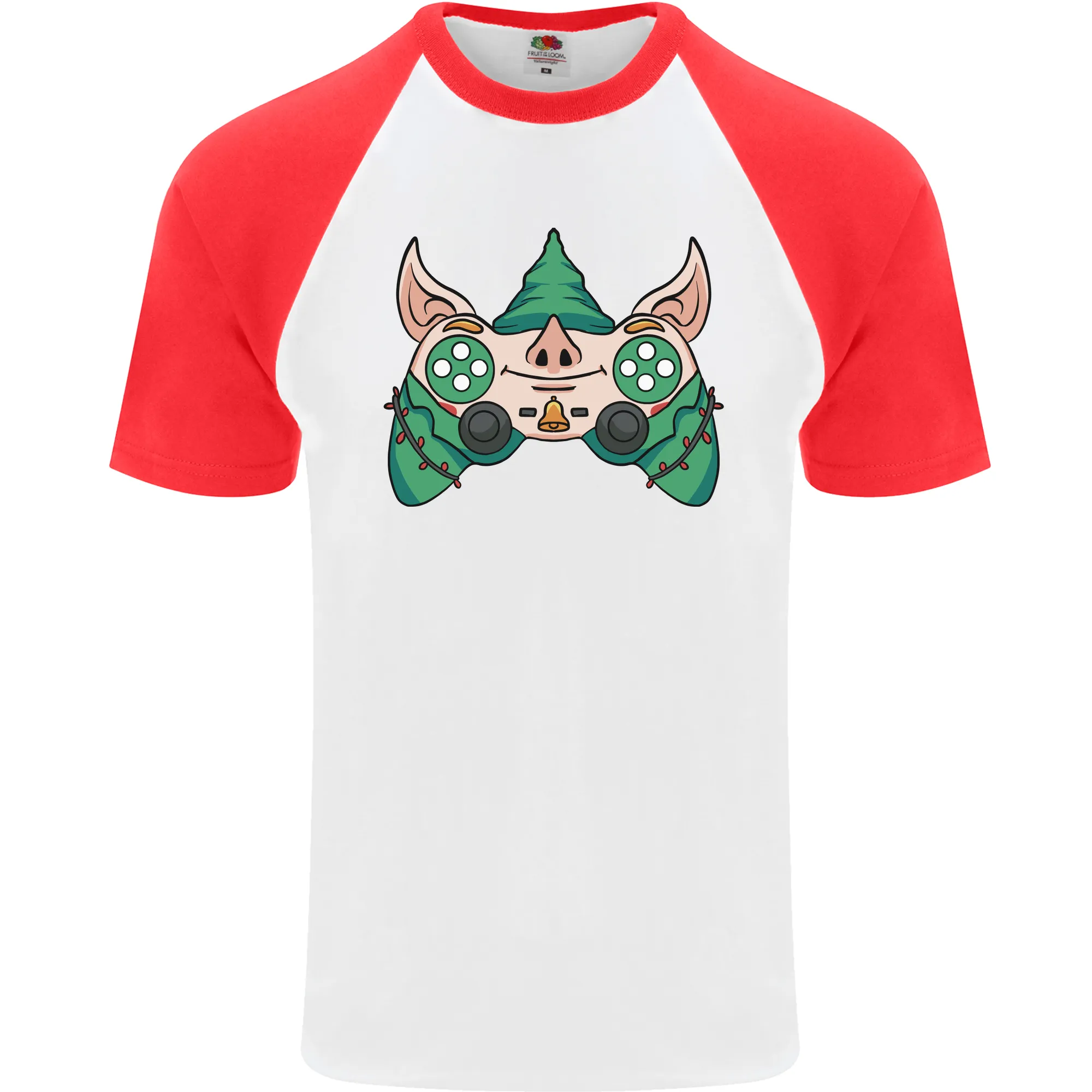 Christmas Elf Video Game Controller Joypad Xmas Mens S/S Baseball T-Shirt