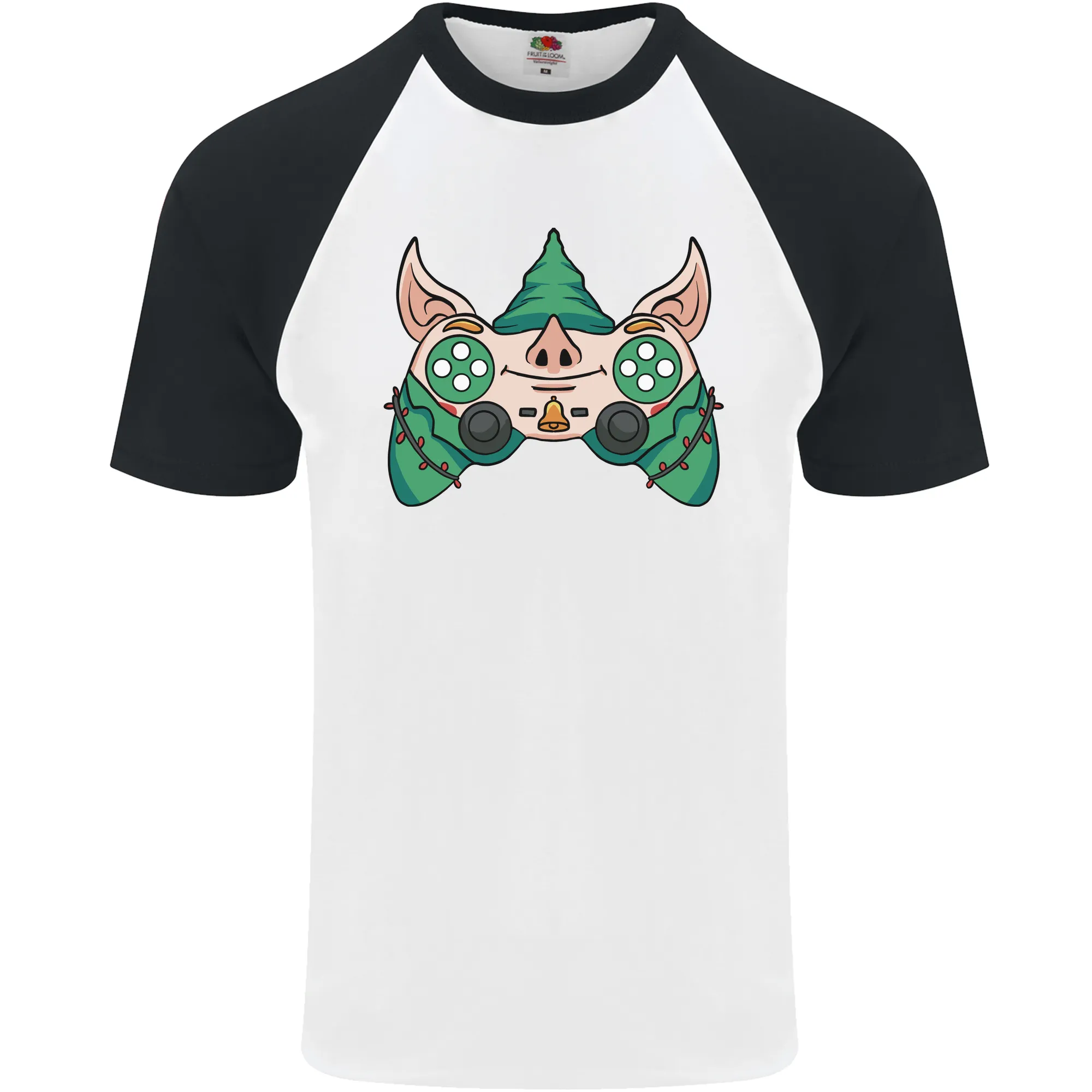 Christmas Elf Video Game Controller Joypad Xmas Mens S/S Baseball T-Shirt
