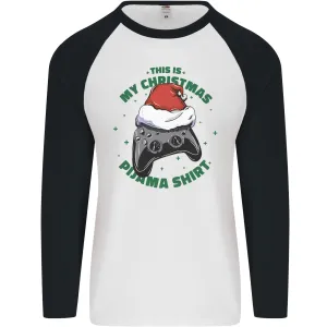 Christmas Gamer Pyjama Video Game Joypad Xmas Mens L/S Baseball T-Shirt