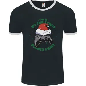 Christmas Gamer Pyjama Video Game Joypad Xmas Mens Ringer T-Shirt FotL