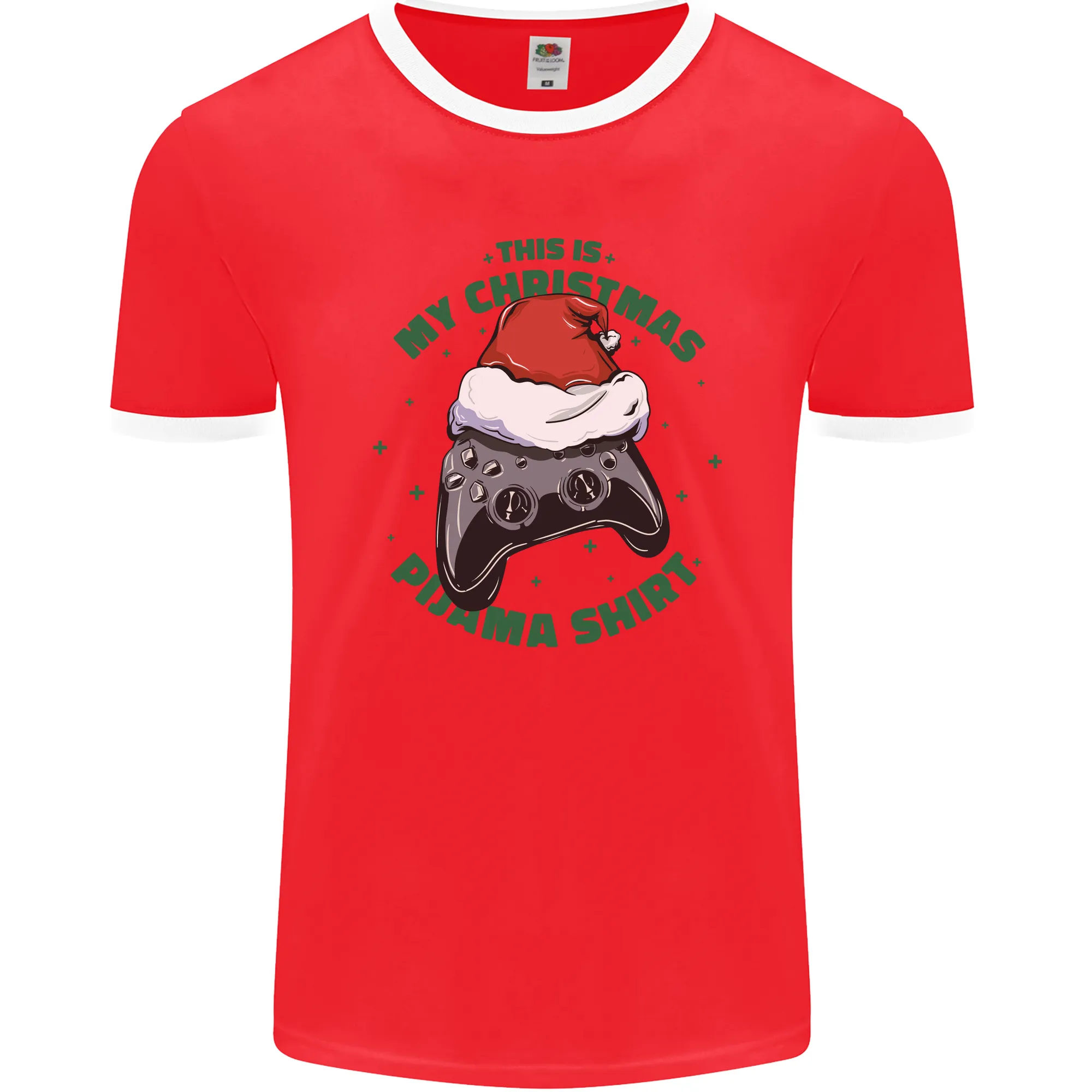 Christmas Gamer Pyjama Video Game Joypad Xmas Mens Ringer T-Shirt FotL