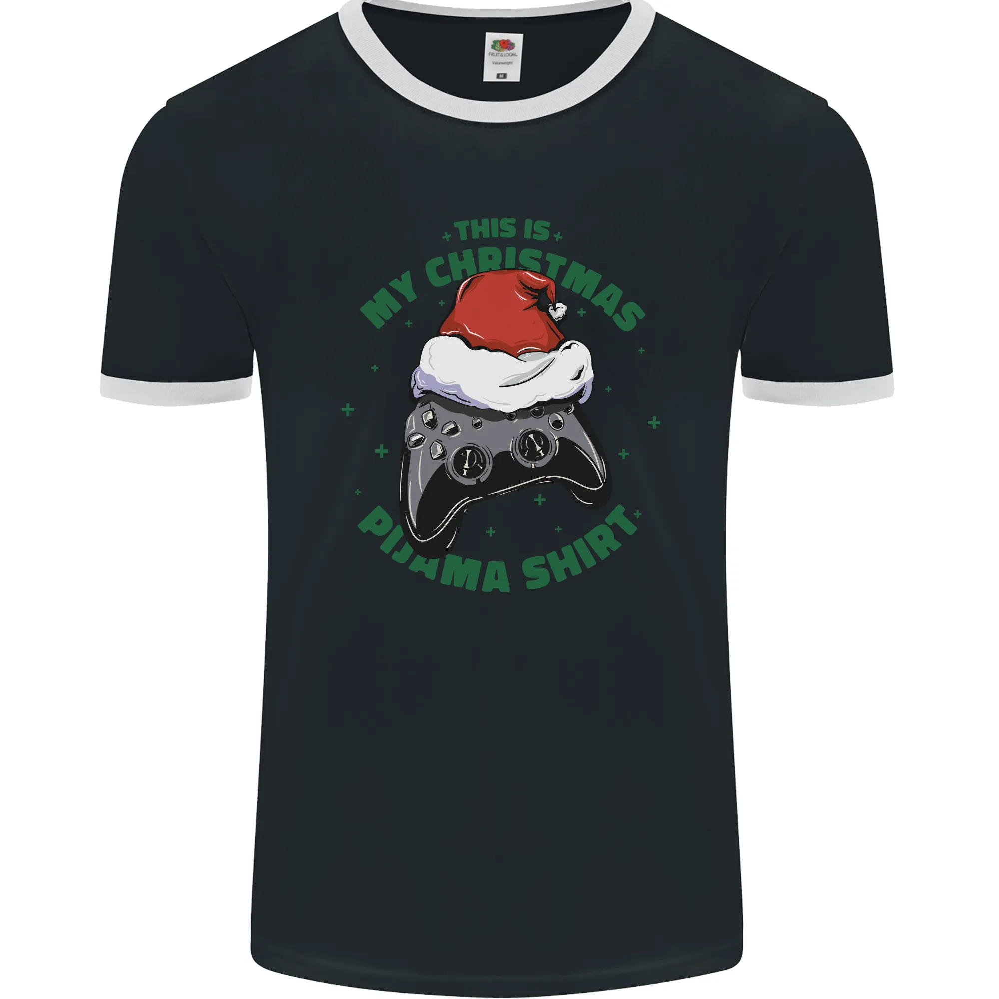 Christmas Gamer Pyjama Video Game Joypad Xmas Mens Ringer T-Shirt FotL